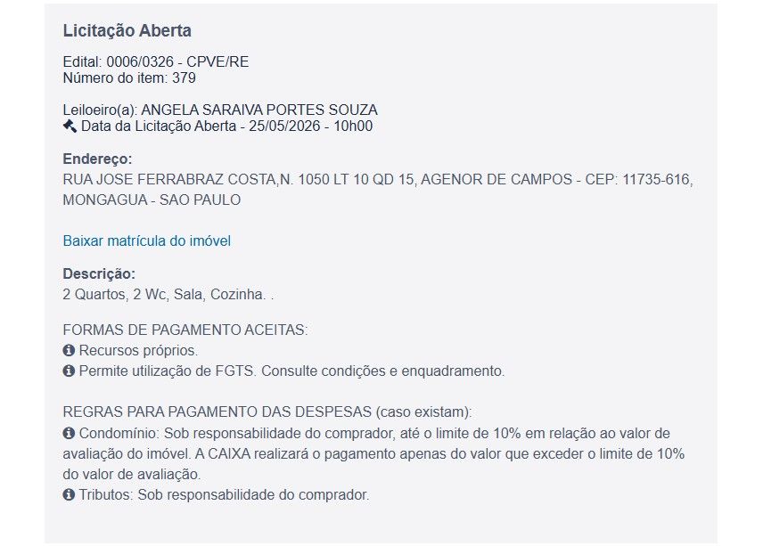 Imóvel em leilão