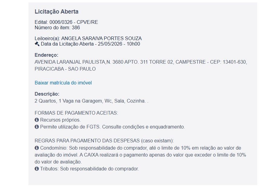 Imóvel em leilão