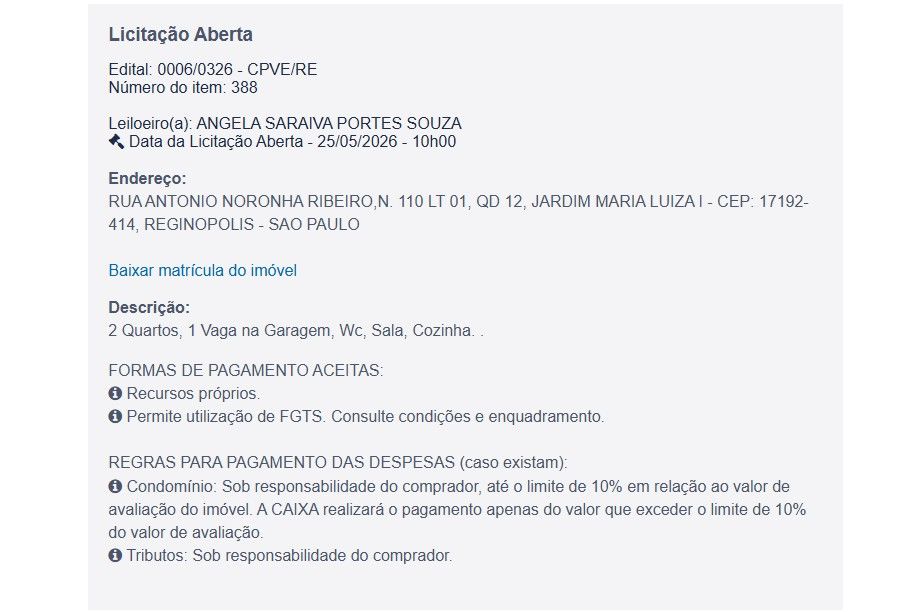 Imóvel em leilão