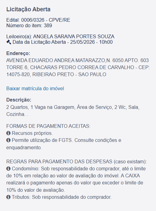 Imóvel em leilão