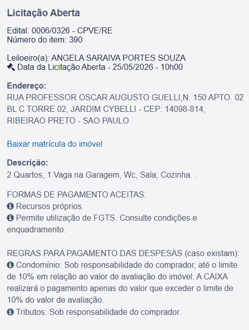 Imóvel em leilão