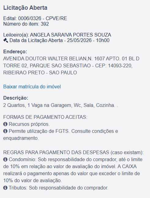Imóvel em leilão
