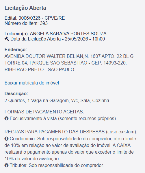 Imóvel em leilão
