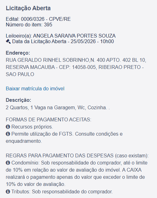 Imóvel em leilão