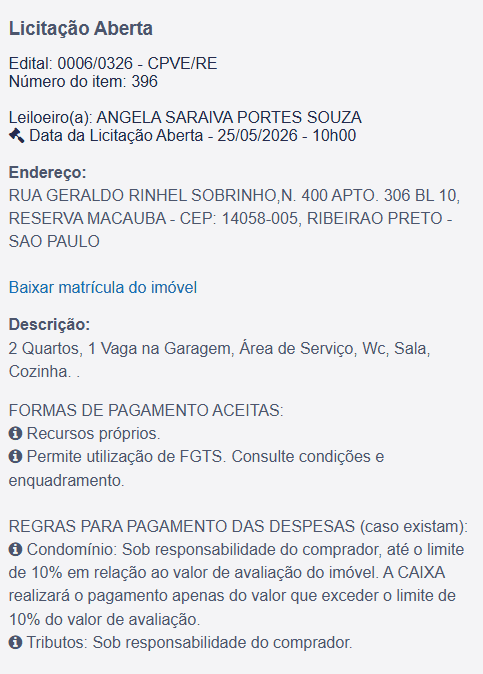 Imóvel em leilão