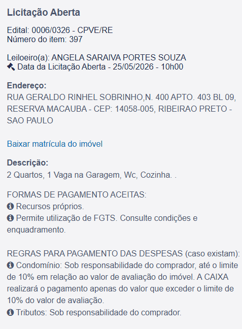 Imóvel em leilão