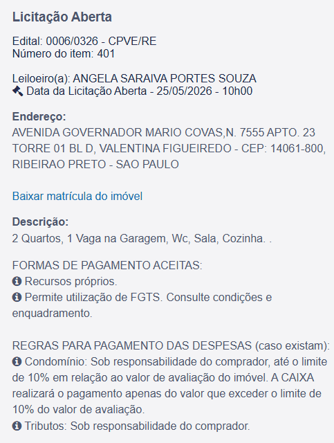Imóvel em leilão
