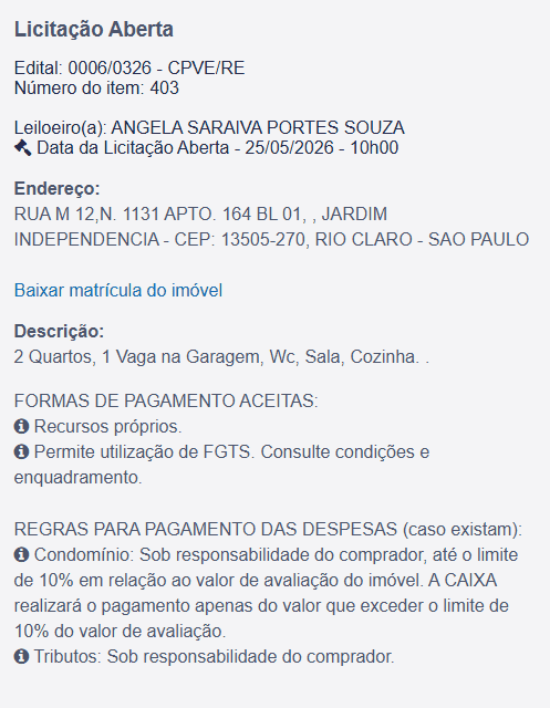 Imóvel em leilão