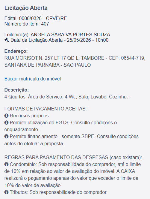 Imóvel em leilão