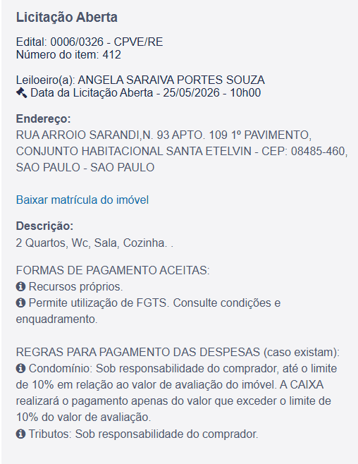 Imóvel em leilão