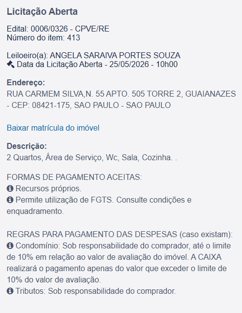 Imóvel em leilão