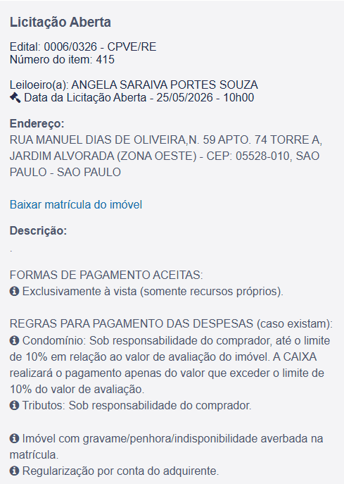 Imóvel em leilão