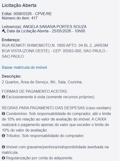 Imóvel em leilão
