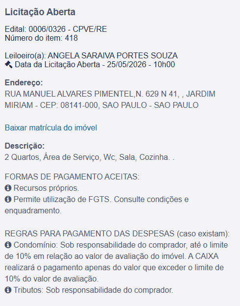 Imóvel em leilão