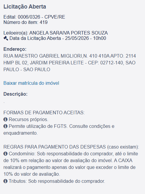 Imóvel em leilão