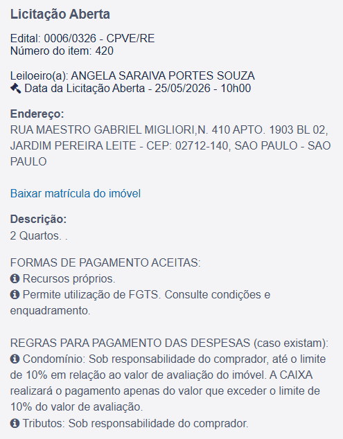 Imóvel em leilão