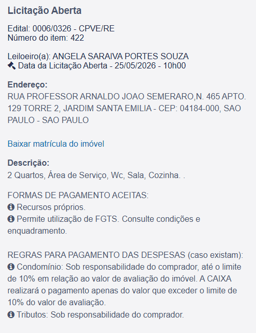 Imóvel em leilão