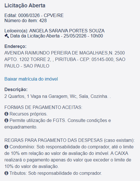 Imóvel em leilão