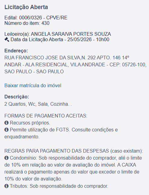 Imóvel em leilão
