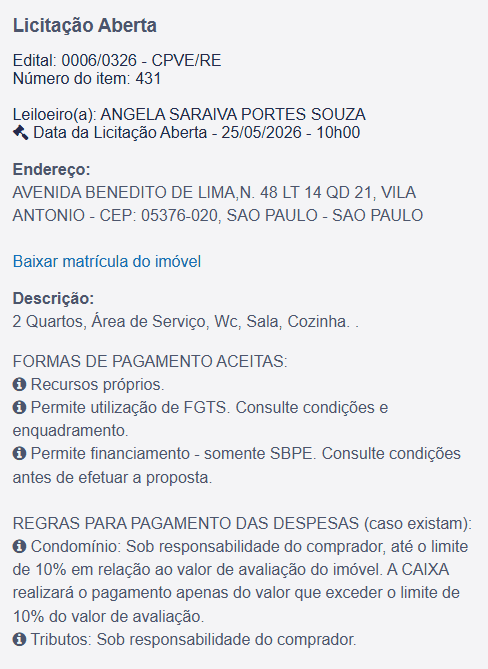Imóvel em leilão