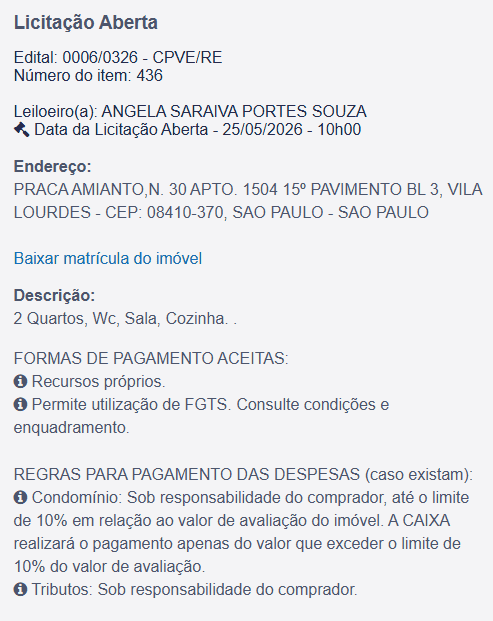 Imóvel em leilão