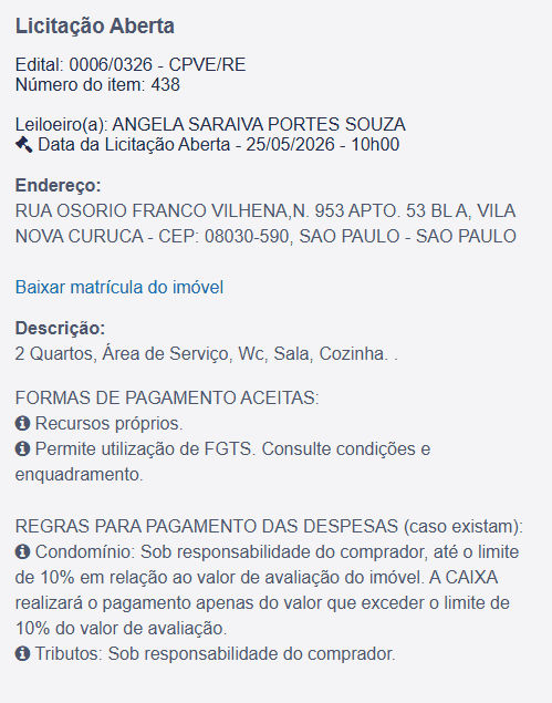 Imóvel em leilão