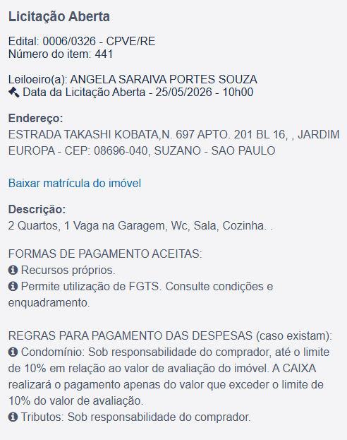 Imóvel em leilão