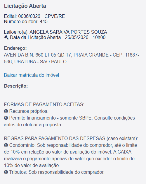 Imóvel em leilão