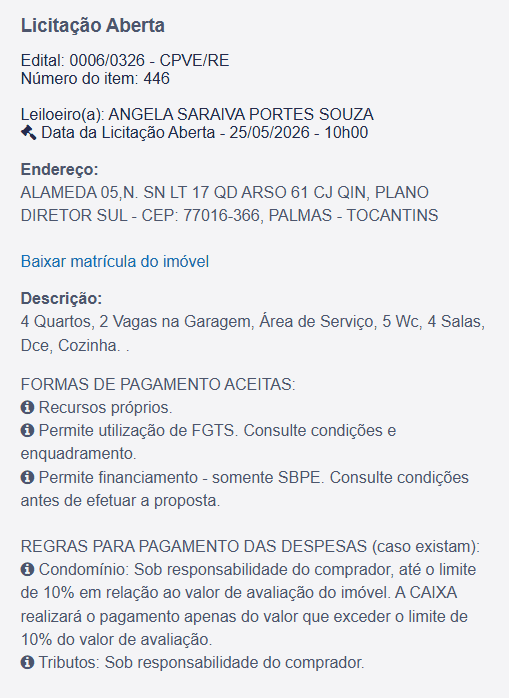 Imóvel em leilão