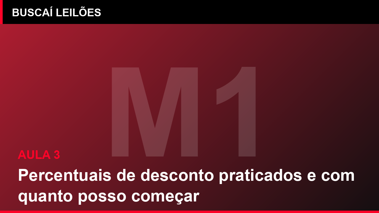 Módulo 1 — Aula 3: Percentuais de desconto praticados e com quanto posso começar