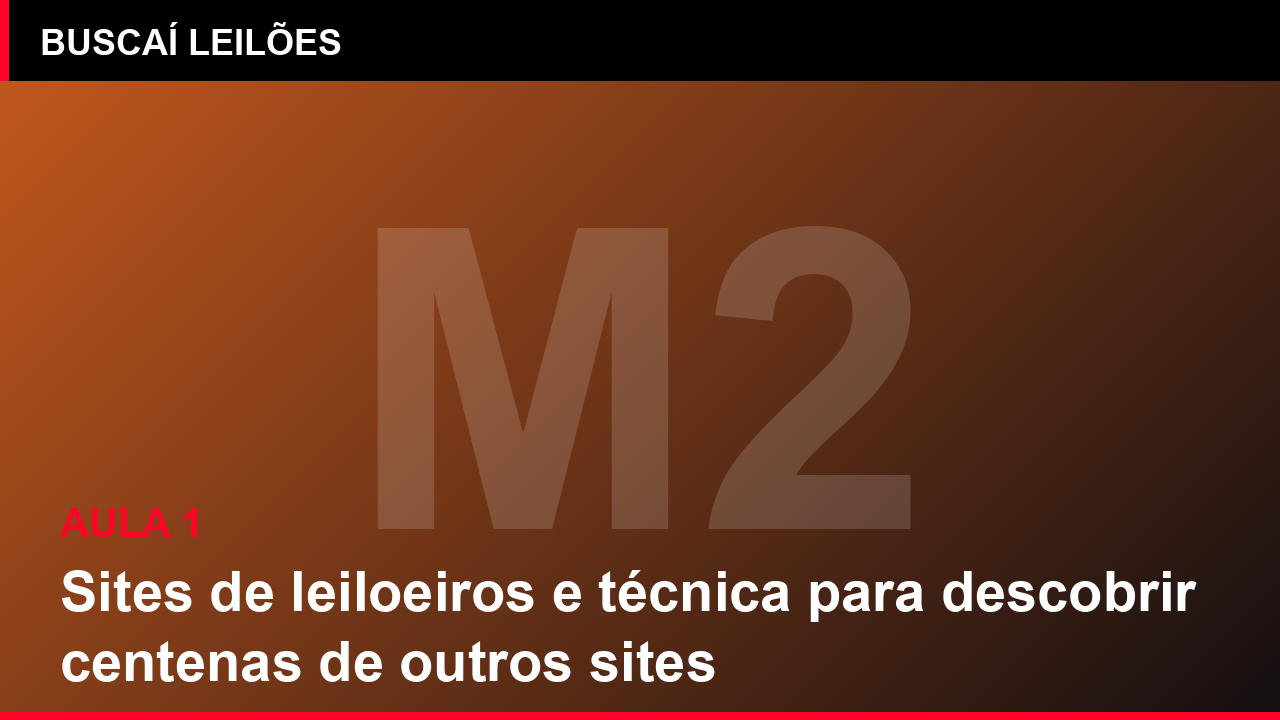 Módulo 2 — Aula 1: Sites de leiloeiros e técnica para descobrir centenas de outros sites